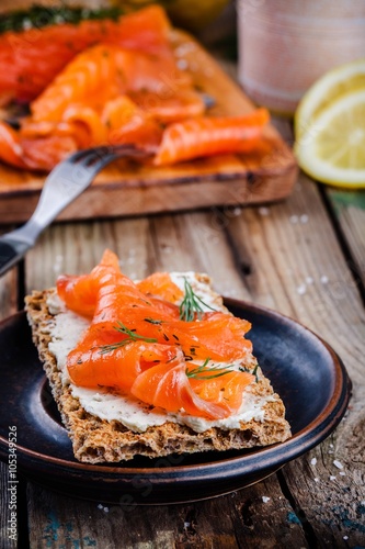 Toast with smoked salmon