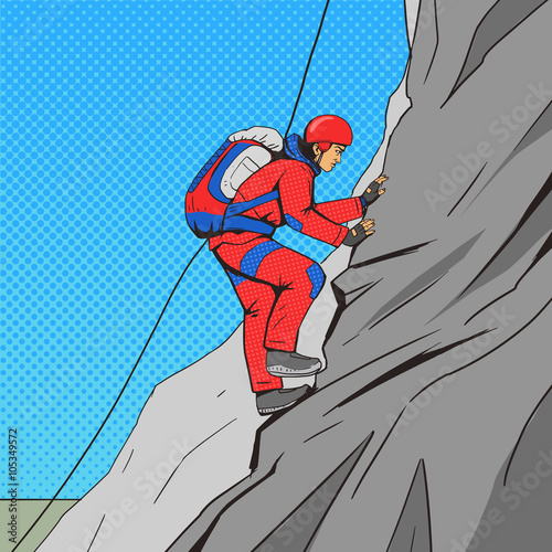 Man climber pop art style vector