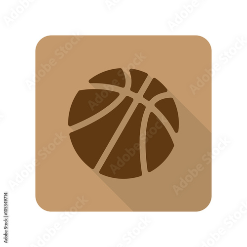 Flat style Basketball web app icon on light brown background
