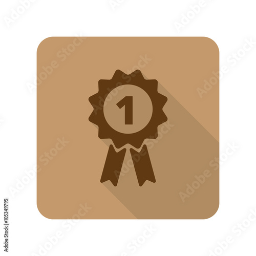 Flat style Prize Ribbon web app icon on light brown background