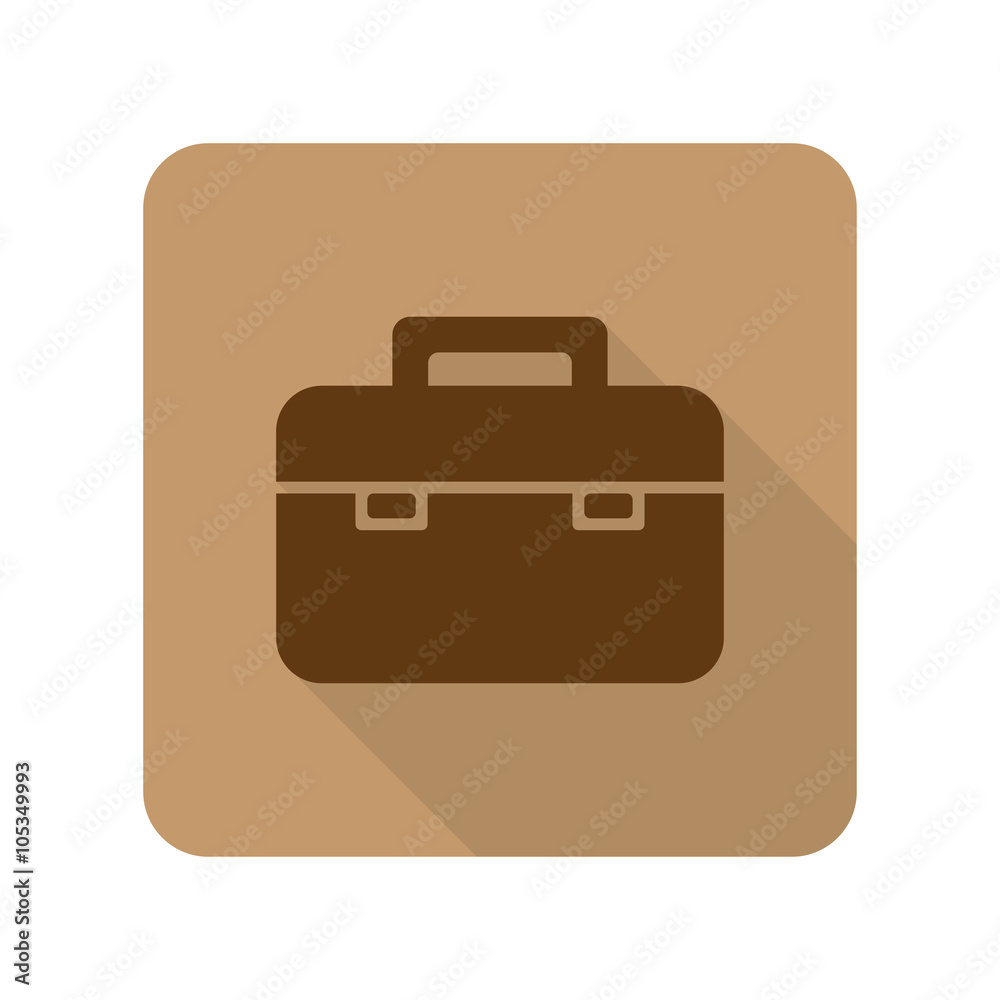 Flat style Briefcase web app icon on light brown background