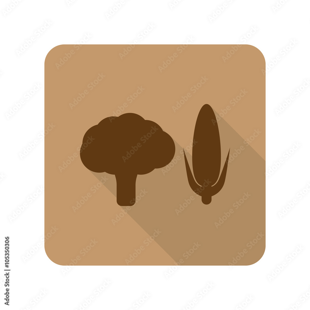 Flat style Vegetables web app icon on light brown background Flat style Vegetables web app icon on light brown background