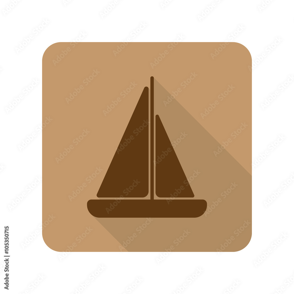 Fototapeta premium Flat style Sailboat web app icon on light brown background