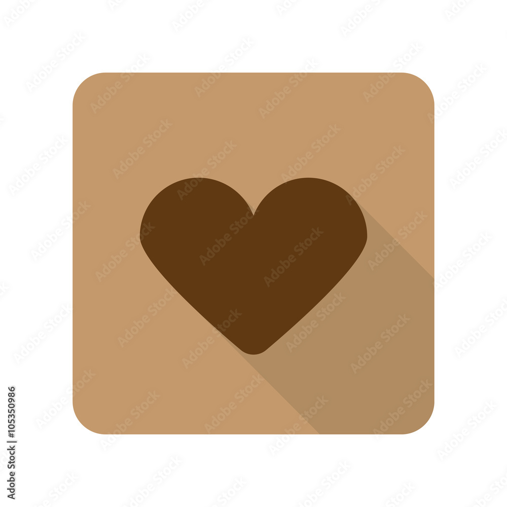 Flat style Heart web app icon on light brown background Flat style Heart web app icon on light brown background