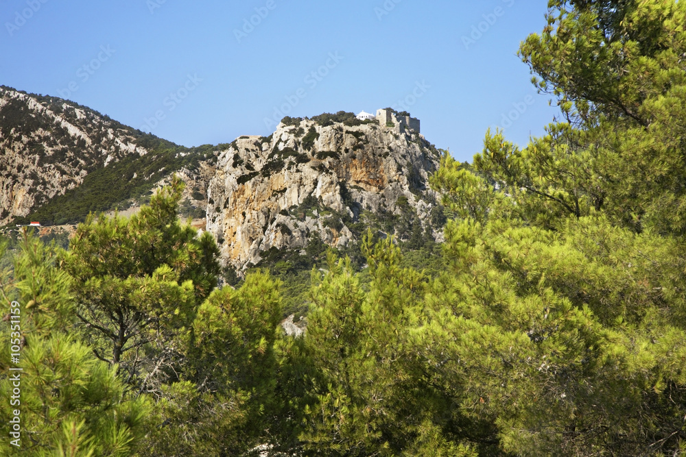 Ruins of Monolithos castle. Rhodes island. Greece