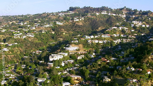 Aerial shot of Hollywood Hills, California