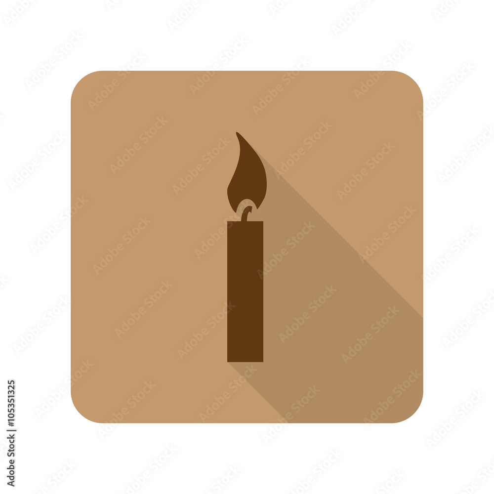 Flat style Candle Light web app icon on light brown background Flat style Candle Light web app icon on light brown background