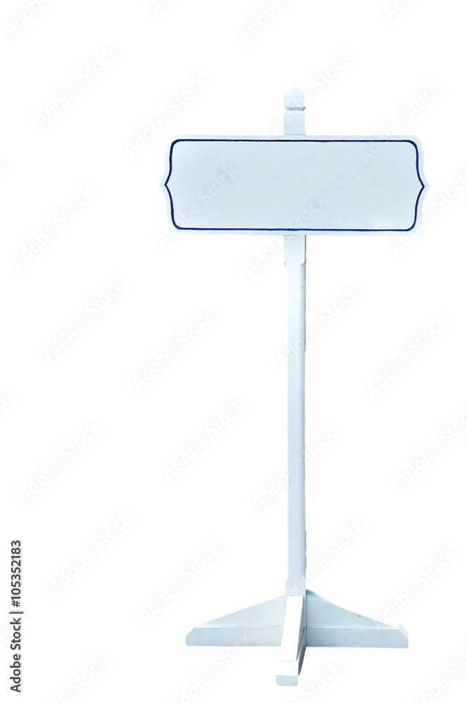 White standing signboard isolated with clipping path