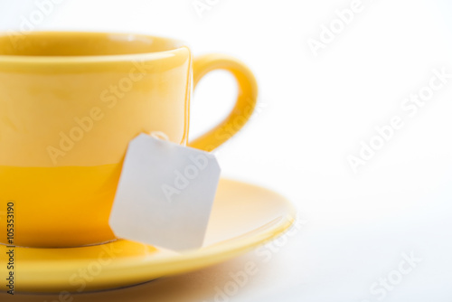 Cup of tea with tea bag (blank label)