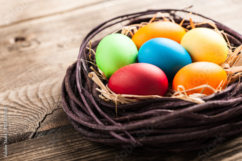 Easter eggs in a nest
