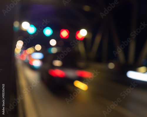 Blur abstract bokeh of street city night light background