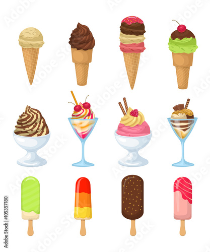 Ice cream icons set