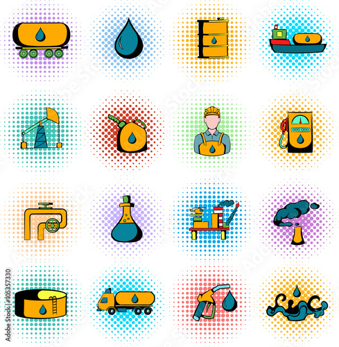 Oil industry icons set