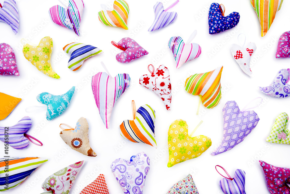 Bunte Stoffherzen Bunte Stoffherzen