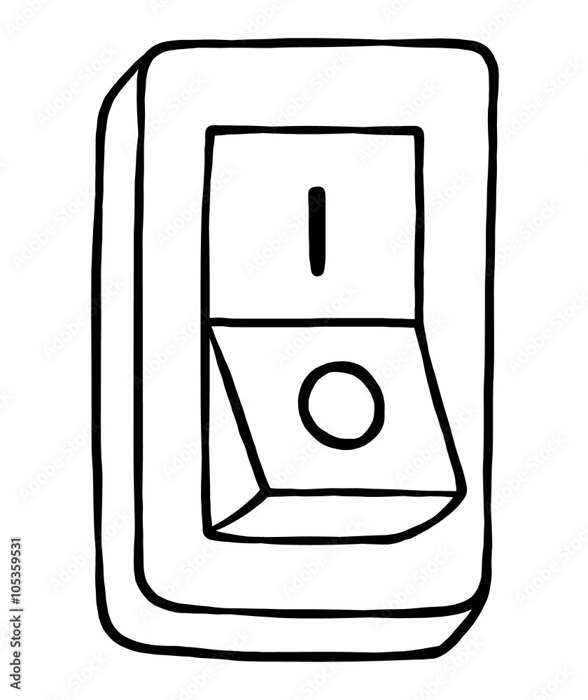 Electrical switch icon in doodle sketch lines. On off button light lamp  Stock Vector Image & Art - Alamy