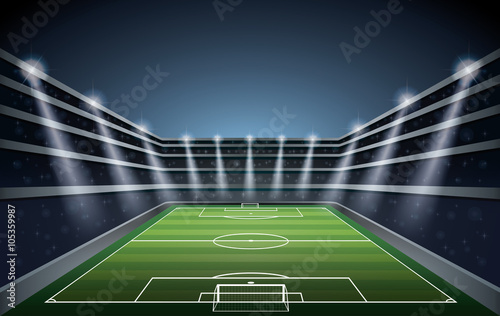 Soccer Stadium with spot lights.
