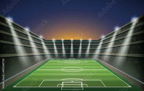 Soccer Stadium with spot lights.  