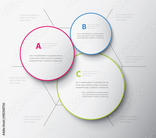 three infographic circle in background / modern infographics with shadow and abc options