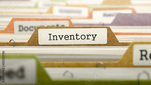 Inventory Concept on Folder Register in Multicolor Card Index. Closeup View. Selective Focus. 3D Render.