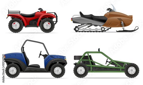 set icons atv automobile off roads vector illustration