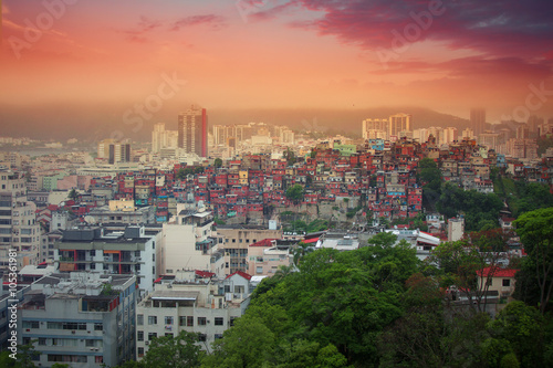 Rio de Janeiro downtown and favela