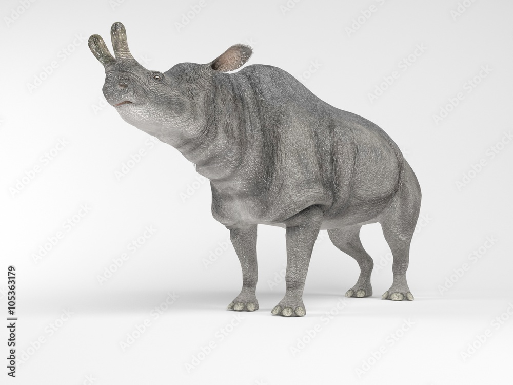 Fototapeta premium 3d render of a Dinosaur inside a white stage