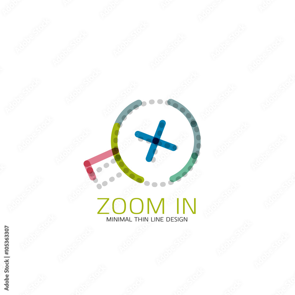 Vector thin line design logo magnifying glass, search and find or zoom logotype concept. Linear minimalistic business icon Vector thin line design logo magnifying glass, search and find or zoom logotype concept. Linear minimalistic business icon