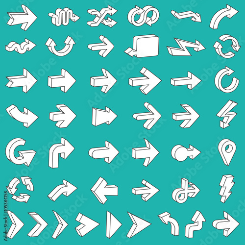 Line 3D Arrows Icon Set