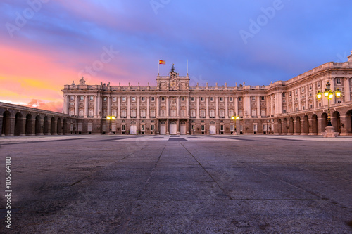 Royal Palace in Madrid,Spain at dusk