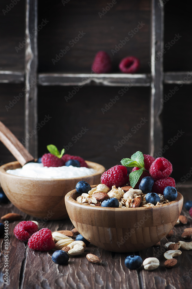 Homemade muesli with berry and nuts