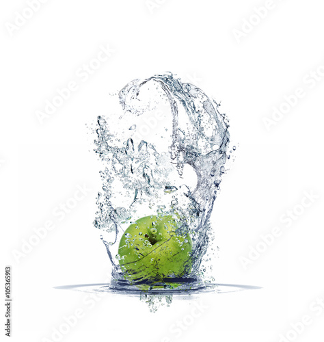 water splashing with fruits