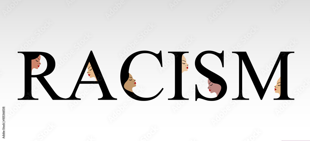 Text racism with faces of women