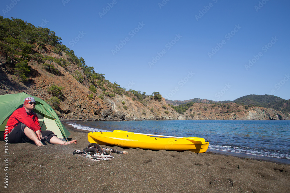 Camping on the beach.
