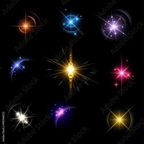 Stars and planet set background. photo