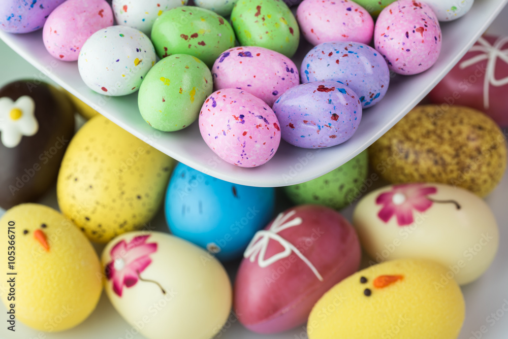 Assorted chocolate easter eggs. Assorted chocolate easter eggs.