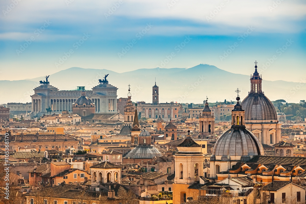 Naklejka premium Widok na Rzym z Castel Sant'Angelo