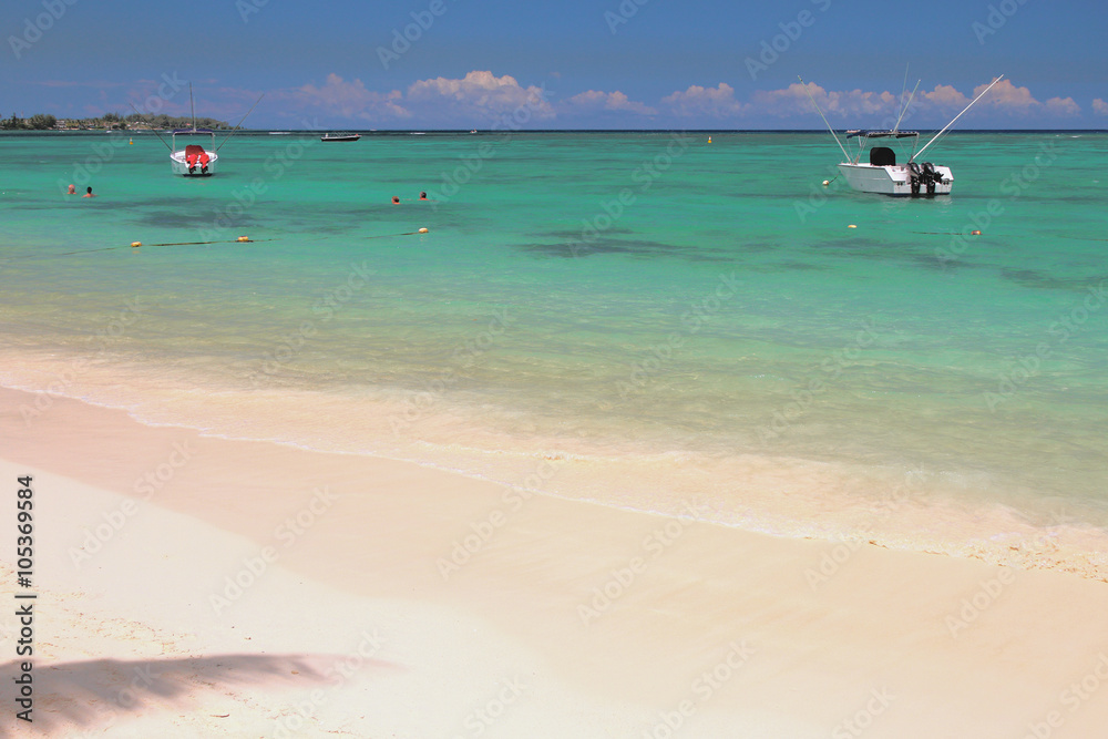 Bathing zone on beach Trou aux Biches, Mauritius