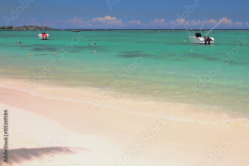 Bathing zone on beach Trou aux Biches, Mauritius