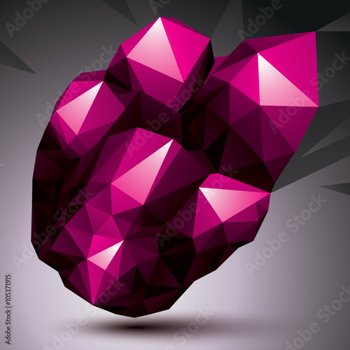 3D vector abstract design object  polygonal complicated figure.