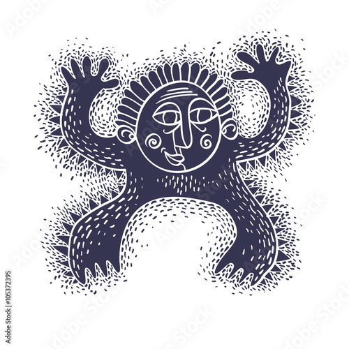 Comic character, vector funny alien monster. Emotional expressio