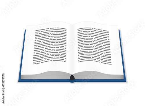 Open book with text on white
