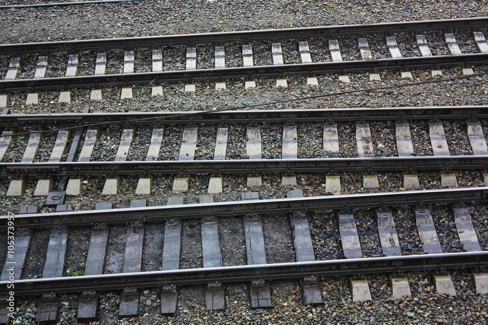 parallel rail ways, close up