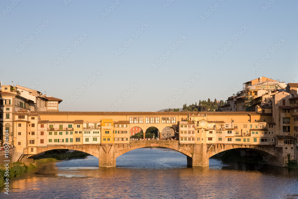 Ponte Vecchio Bridge in Evening Light in Florence, Italy