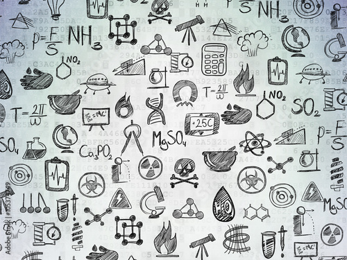 Digital background: Digital Paper with  Hand Drawn Science Icons