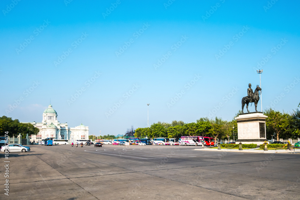 Bangkok Thailand, Feb 14: King Rama V statue and Thai Parliament