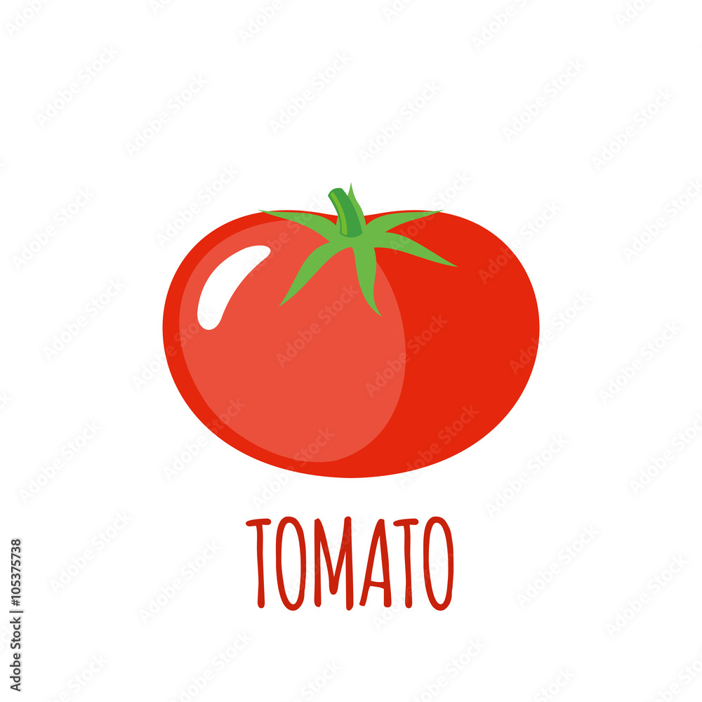 Tomato icon in flat style on white background