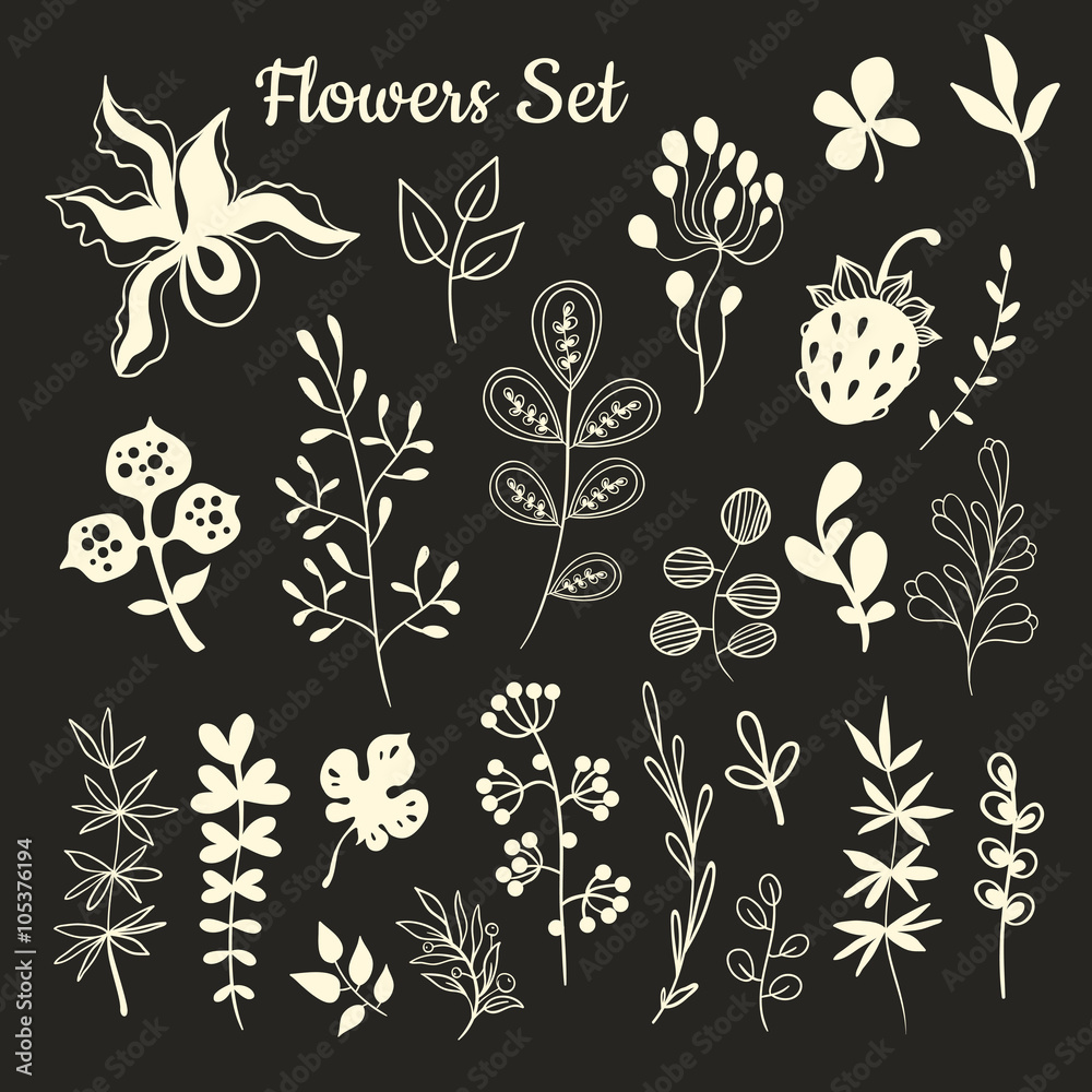 Vector Illustration with Floral Design. Doodles. Vector Illustration with Floral Design. Doodles.