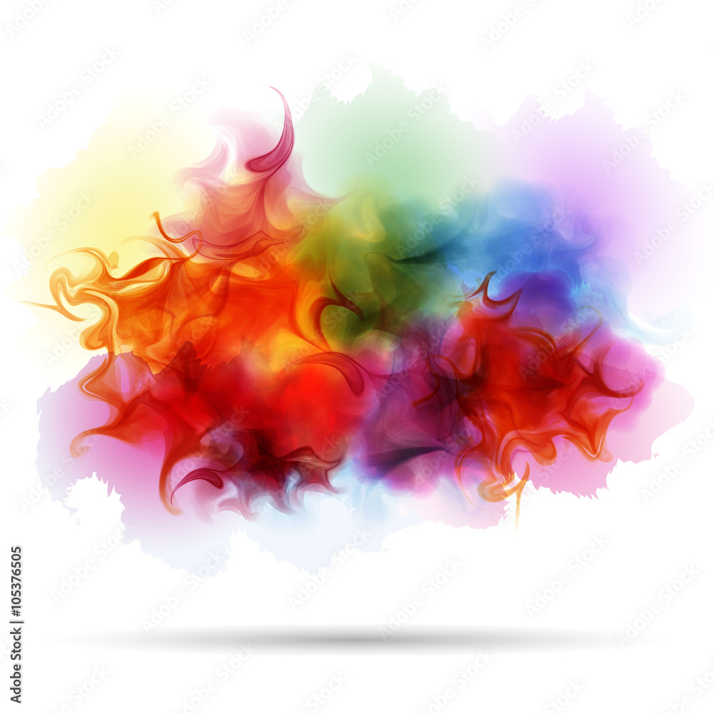 Abstract splash colorful smoke background. Steam, cloud, ink. Te