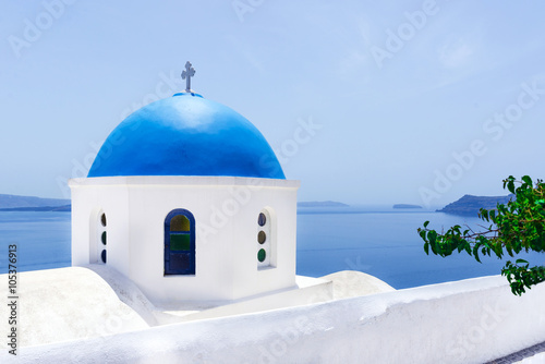 White church in Santorini, Greece