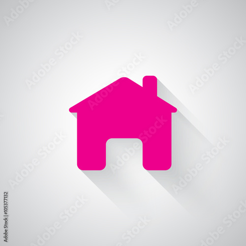 Pink Home web icon on light grey background